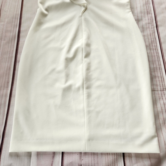 NWT Lauren Ralph Lauren Ruffle V-neck Sheath Dress Cream White | Women's Size 12 - Picture 6 of 11